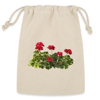 Group of Red Geraniums - Reusable Gift Bag - Natural - Front