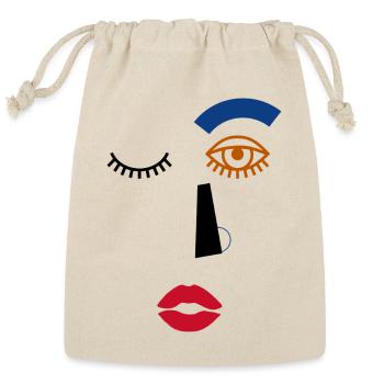 Abstract Face - Reusable Gift Bag - Natural - Front