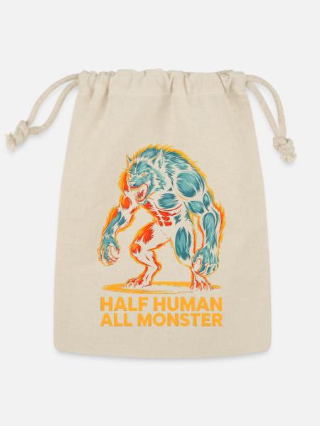 Half Human All Monster – Cool Werewolf Design - Reusable Gift Bag - Natural