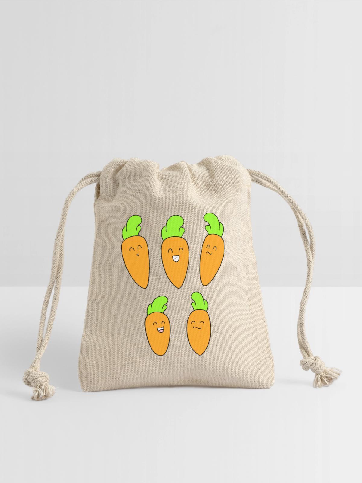 Cute carrot face - Reusable Gift Bag - Natural - Front