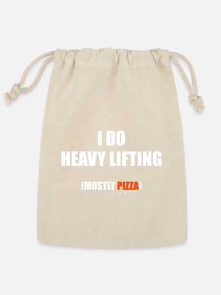 Heavy Lifting Mostly Pizza Funny Gym Workout - Reusable Gift Bag - Natural