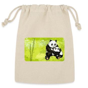 Mama panda bear with child - design for kids - Reusable Gift Bag - Natural - Front