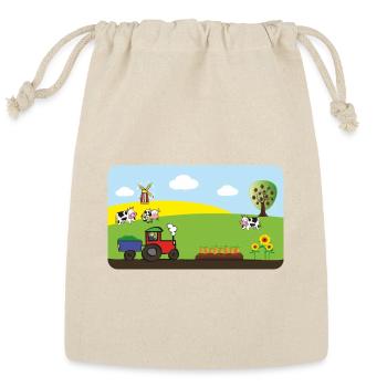 Farm tractor - design for kids - personalizable - Reusable Gift Bag - Natural - Front