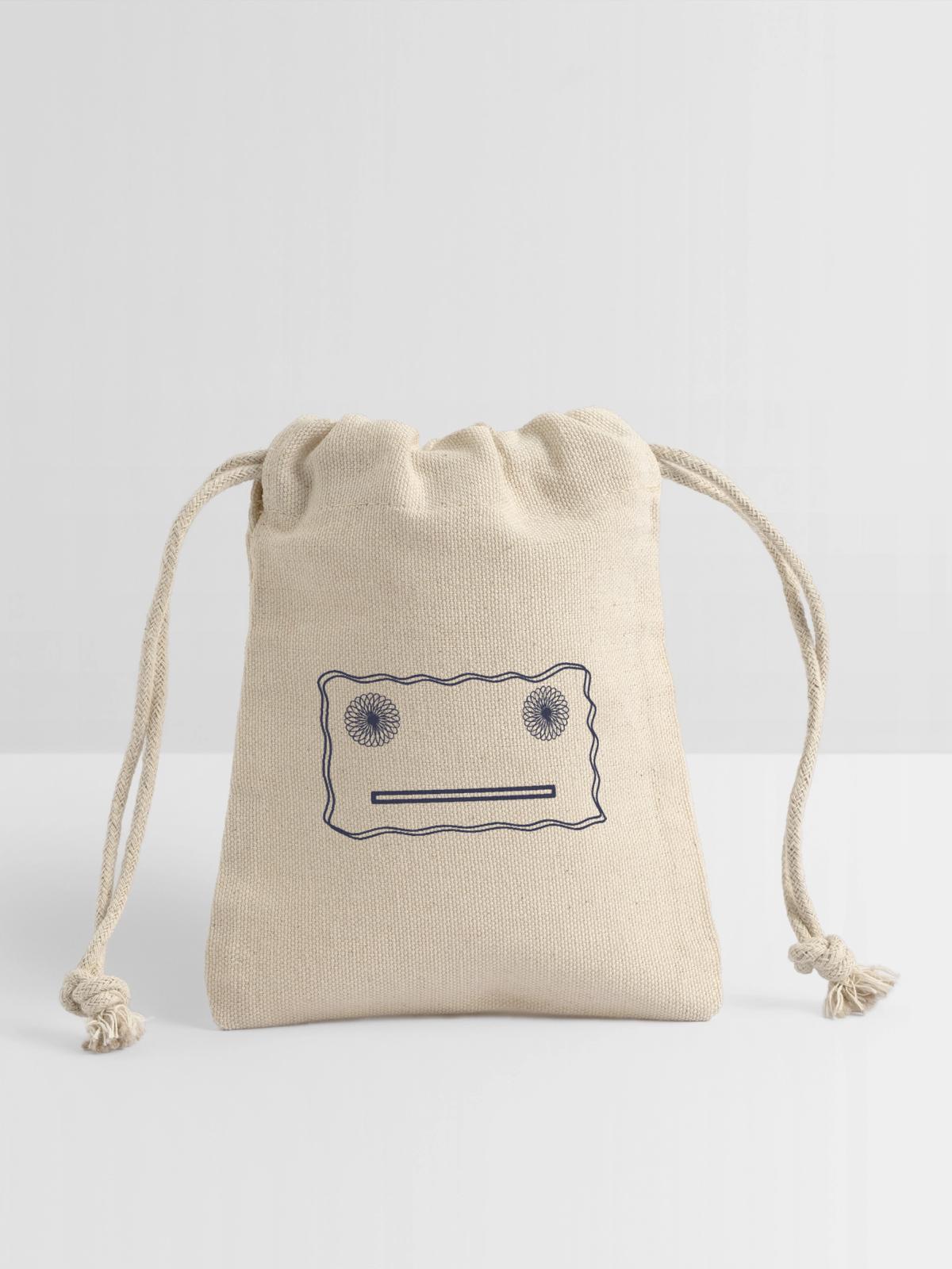 Happy Face - Reusable Gift Bag - Natural - Front
