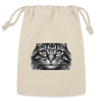 Gothic Cosmic Cat – Dark Surreal Forest & Galaxy  - Reusable Gift Bag - Natural - Front