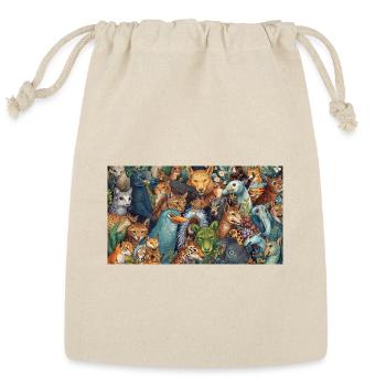 Multicolored Animal Mosaic - Reusable Gift Bag - Natural - Front