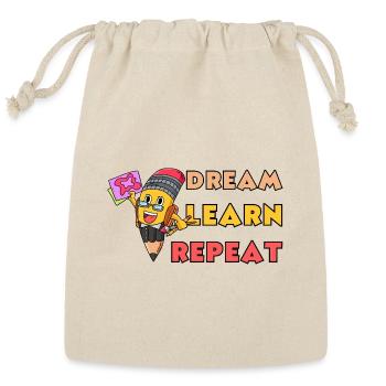 Dream Learn Repeat - Reusable Gift Bag - Natural - Front