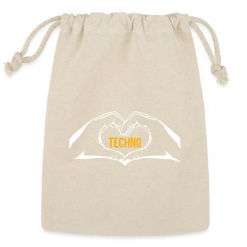 Love Techno Hands Heart Music Graphic - Reusable Gift Bag - Natural - Front