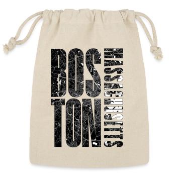 Boston Massachusetts Map Typography Design - Reusable Gift Bag - Natural - Front