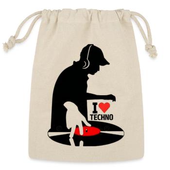Techno Heart DJ Silhouette - Reusable Gift Bag - Natural - Front