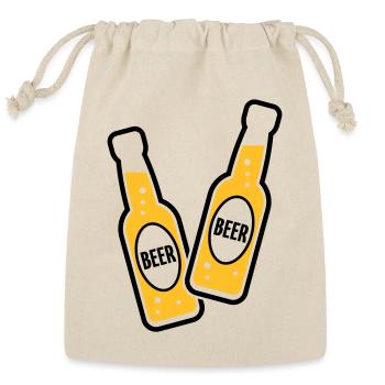 2 Toasting Beer Bottles (Beery / POS 2C) - Reusable Gift Bag - Natural - Front