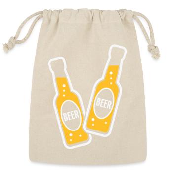2 Toasting Beer Bottles (Beery / NEG 2C) - Reusable Gift Bag - Natural - Front