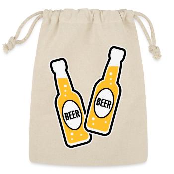2 Toasting Beer Bottles (Beery / POS 3C) - Reusable Gift Bag - Natural - Front