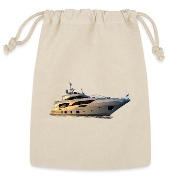 Sunlit Sleek Yacht Silhouette - Reusable Gift Bag - Natural - Front