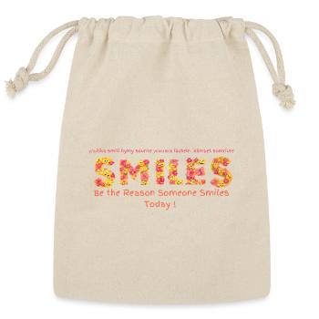 Smiles Floral Pattern T-Shirt Design - Reusable Gift Bag - Natural - Front