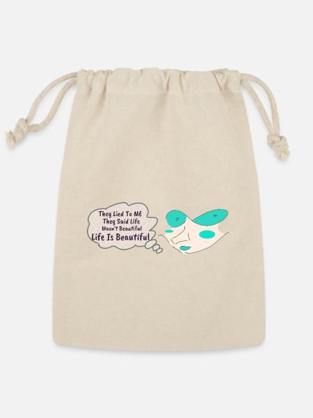 Life is beautiful. - Reusable Gift Bag - Natural