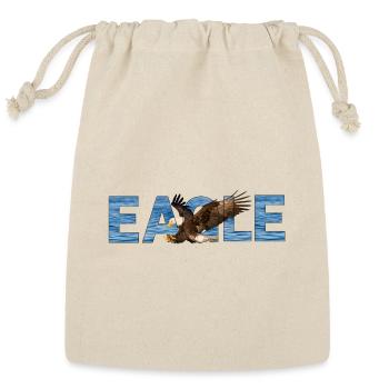 Eagle Inside Text Dark Minimalist Graphic Tee - Reusable Gift Bag - Natural - Front
