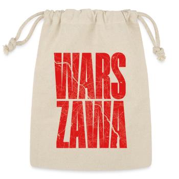 Warszawa Poland Map Typography Design - Reusable Gift Bag - Natural - Front
