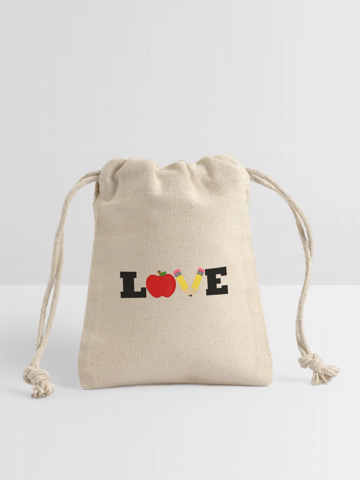 LOVE - School - Reusable Gift Bag - Natural - Front