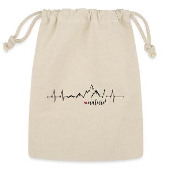 I heart Nature EKG Heartbeat Mountains - Reusable Gift Bag - Natural - Front