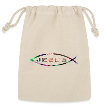 Unique Jesus Fish Design for Inspirational Apparel - Reusable Gift Bag - Natural - Front