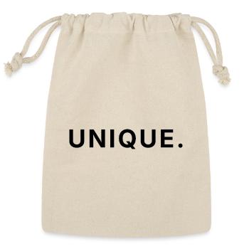 UNIQUE. - Minimalist Premium Typography T-Shirt - Reusable Gift Bag - Natural - Front