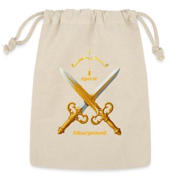 Spirit Sharpened–Golden Swords Motivational Art - Reusable Gift Bag - Natural - Front