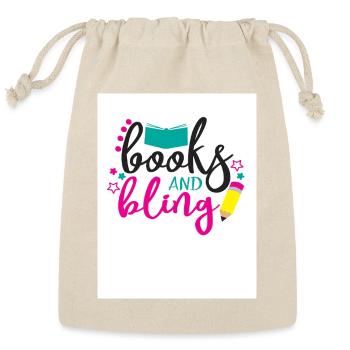 Books and bling - Reusable Gift Bag - Natural - Front