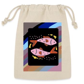 Colorful Fish Illustration for Unique Apparel - Reusable Gift Bag - Natural - Front