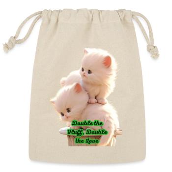 Stacked with Cuteness - Fluffy White Kittens Cat L - Reusable Gift Bag - Natural - Front