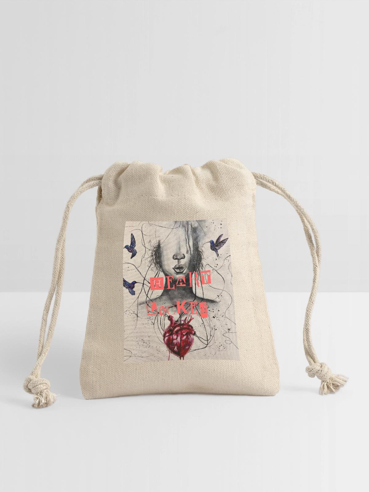 Heart Locked Portrait - Reusable Gift Bag - Natural - Front