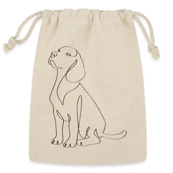 Sleek Dog Line Art Silhouette - Reusable Gift Bag - Natural - Front