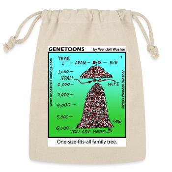 Generations Family Tree Cartoon (#1) - Reusable Gift Bag - Natural - Front