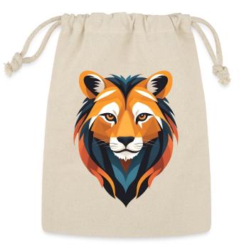 Stylized Geometric Lion Face - Reusable Gift Bag - Natural - Front