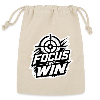 Focus and Win – Target Aim Minimalist Motivational - Reusable Gift Bag - Natural - Front
