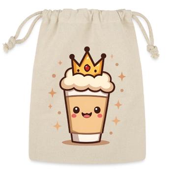 Crowned Cup Cute Latte - Reusable Gift Bag - Natural - Front
