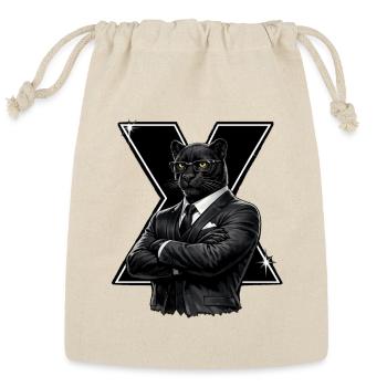 Executive Panther in Sleek Suit - Reusable Gift Bag - Natural - Front