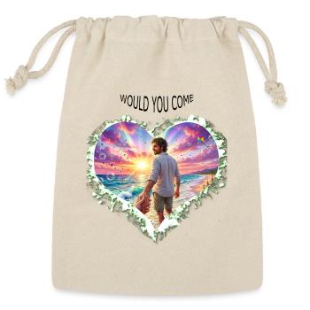 Sunset Beach Walk Heart Frame - Reusable Gift Bag - Natural - Front