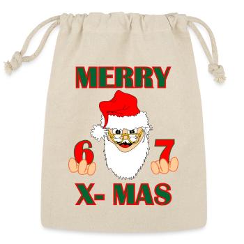 Santa 6–7 Vibes – MERRY X-MAS (Inspired by the 6-7 - Reusable Gift Bag - Natural - Front
