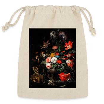 Delshm Baroque Floral Still Life - Reusable Gift Bag - Natural - Front