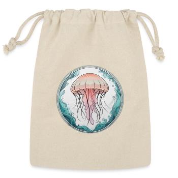 Watercolor Jellyfish Ocean Waves Art T-Shirt | - Reusable Gift Bag - Natural - Front