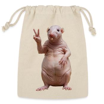 Naked Mole Rat Sign Peace T-Shirt unique Funny gif - Reusable Gift Bag - Natural - Front