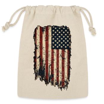 Vintage Grunge American Flag - Vertical Distressed - Reusable Gift Bag - Natural - Front