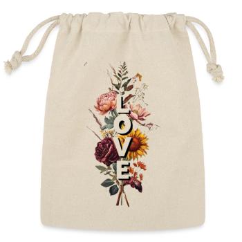 Love in Bloom Floral Letters - Reusable Gift Bag - Natural - Front