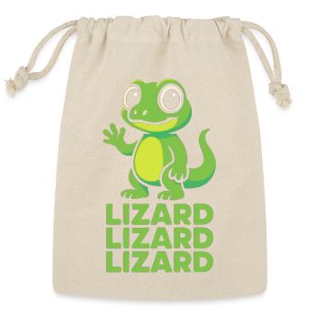 Friendly Cartoon Green Lizard - Reusable Gift Bag - Natural - Front