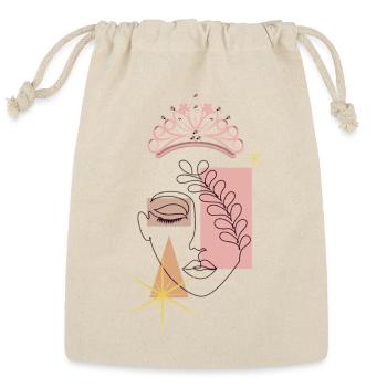 Elegant Female Face Art: Unique Fashion Gift  - Reusable Gift Bag - Natural - Front