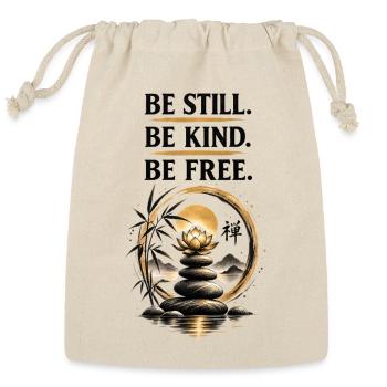  Gold Zen Cairn Lotus Yoga Zen Meditation Decor - Reusable Gift Bag - Natural - Front