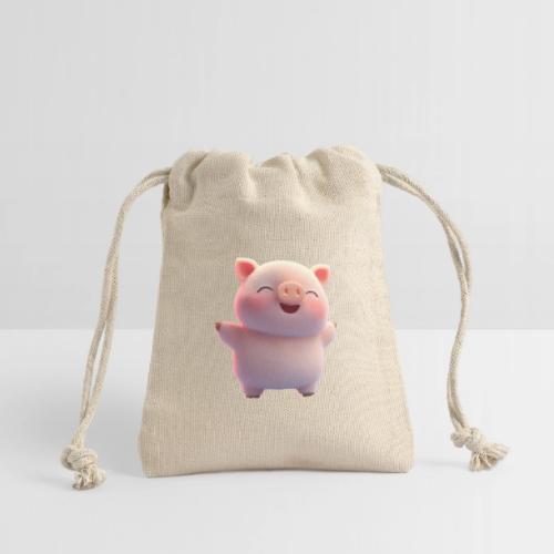 Cute Cartoon Baby Pig Standing Arms Up - Reusable Gift Bag