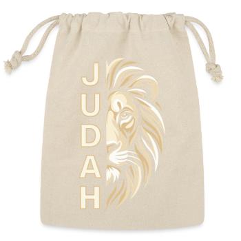 Judah Lion Vertical Text Jewish Heritage - Reusable Gift Bag - Natural - Front
