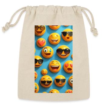 Vibrant  Faces Pattern Tee - Reusable Gift Bag - Natural - Front
